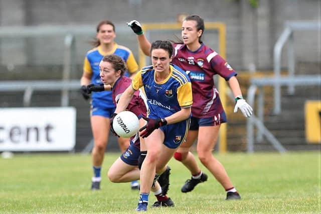 Clare Farrell in action with Longford ladies footballers Picture: Syl Healy