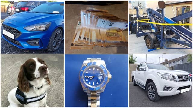 Some of the items seized by CAB in Longford today, with ‘Bill’ from the Customs Dog Unit