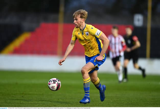 Aaron O'Driscoll pictured in action for Longford Town against Derry City in the SSE Airtricity League Premier Division Round 1 fixture at Bishopsgate last Saturday evening Pic: Eóin Noonan/Sportsfile