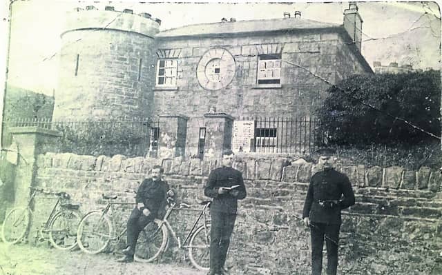 Ballinamuck RIC Barracks as it was in 1920, with turrets on two corners