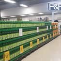 The clothes section in Tesco in Birr walled off with bottles of 7 Up