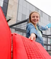 Jodie Purcell (12) from Dublin encouraging us all to recycle our end-of-life devices Picture: Conor McCabe Photography