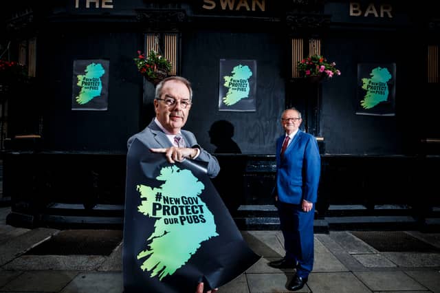 Ronan Lynch, Chairman of the LVA and owner of The Swan Bar (left) and Padraig McGann, President VFI and owner of McGann’s Bar, Monivea, Co. Galway (right)
