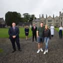 Brian O'Driscoll and Amy Huberman pictured with Lough Rynn Castle staff