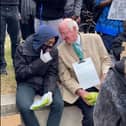 Aughnacliffe man Jim Curran with blogger Mo Hasan at a Black Lives Matter protest in London Picture: Twitter catryn @_catrynn