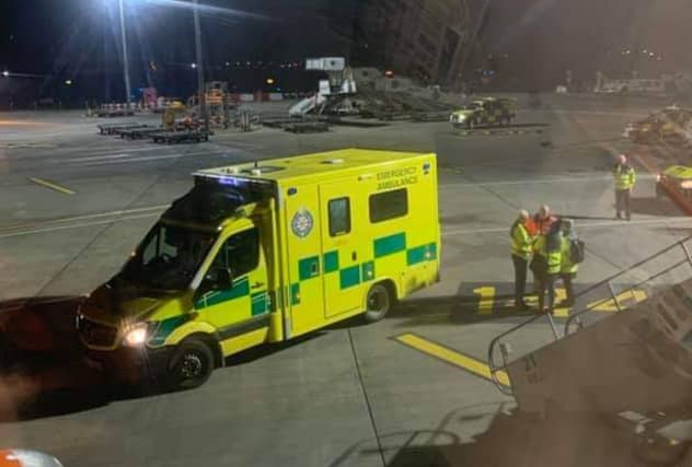 The view from Laura Noonan's plane as a passenger is taken to hospital