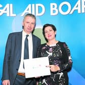 Pictured are John McDaid (Chief Executive Legal Aid Board) presenting the award to Dolores Flynn (Longford Legal Aid Board) PICTURE: Fennell Photography