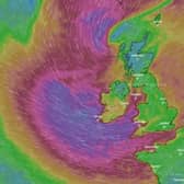 Warning issued to motorists for dangerous conditions as Storm Atiyah approaches Ireland. Pic windy.com