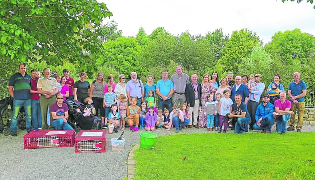 The large crowd which gathered in The Mall (Albert Reynolds Peace Park) as Templemichael Shooting & Conservation Club released several new colourful duck species Picture: Shelley Corcoran