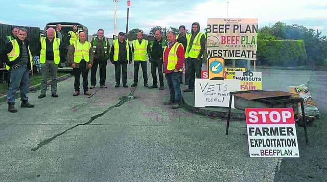 We will not be 'Moooved' - Farmers from Longford, Westmeath and surrounding areas join forces outside a meat factory in Kilbeggan, Co Westmeath, as part of the nationwide Beef Plan Movement protest
