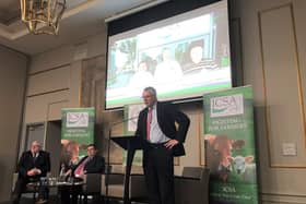 Current ICSA president Edmond Phelan address the ICSA meting in Portlaoise earlier this year following his election
