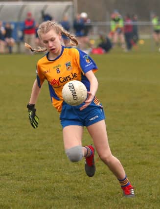 Ella O'Reilly pictured in action for the Longford Ladies football U-14 team. Photo: Syl Healy