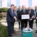 (L:R) Paddy Callaghan founder of Nature’s Best (prepared salads); John Walsh, Irish Country Meats (lamb); David Keeling ,Managing Director, Keelings Retail (fruit) Aidan Cotter, Chair of the project a