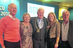 Gerry Thompson, pictured centre, at the recent AGM in Citywest, Dublin, where he was elected president PICTURE: ROSCOMMON CREDIT UNION