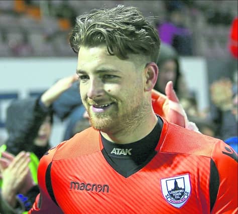 Longford Town keeper Lee Steacy who produced a few fine saves in the great win over Drogheda at United Park.