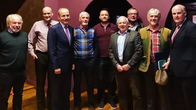 Left to right: Declan Shanley, Jim McCausland, Deputy Micheal Martin TD, Willie Dennigan, Niall Dennigan, Cllr Pat O'Toole, Dominic McGrath, Mick Keating and Cllr Joe Flaherty.