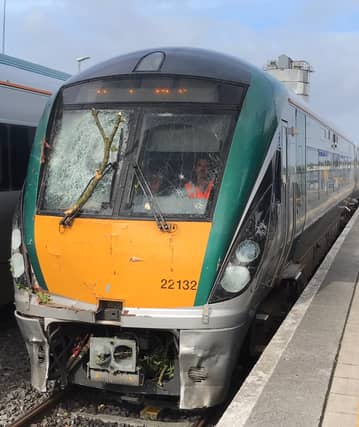 Windscreen damage to a train caused by Storm Ali fallen debris