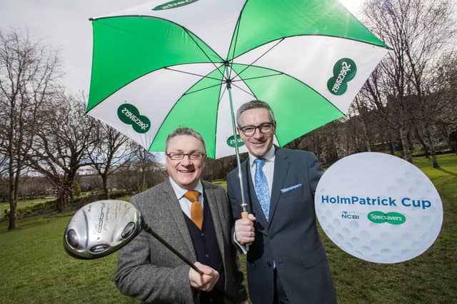 CEO of NCBI Chris White with Vice Chair of Specsavers Ireland Kerril Hickey