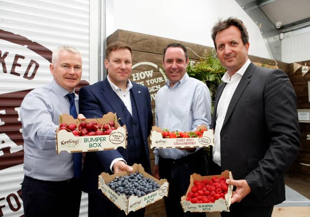 Colm Bury MD Keelings; Daragh Feighery, General Manager Center Parcs Longford; Kevin O’Leary, Account Manager Keelings; and Eddie McAdam, Group Food, Beverage and Retail Manager Center Parcs Longford