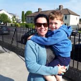 Karen Reilly with her son Mac at St Joseph's National School Polling Station after casting her vote this morning.
