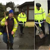 Minister of State for the Office of Public Works and Flood Relief Kevin 'Boxer' Moran helping to clear flooding at a house in Longford earlier this evening