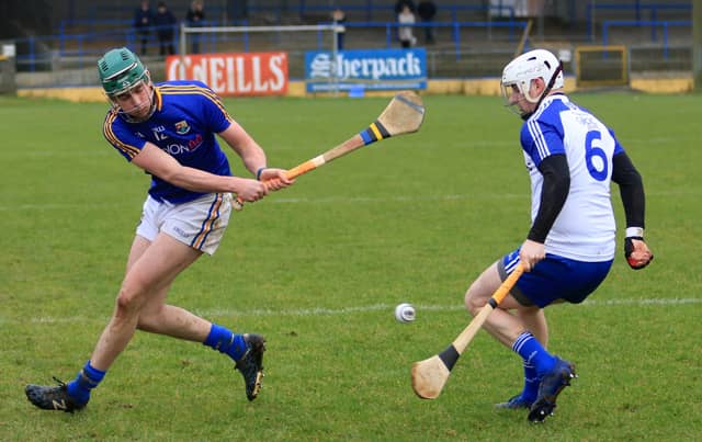 Daire Duggan pictured in action for the Longford hurlers against Monaghan in the National League Division 3A game at Glennon Brothers Pearse Park on Sunday. Photo: Syl Healy