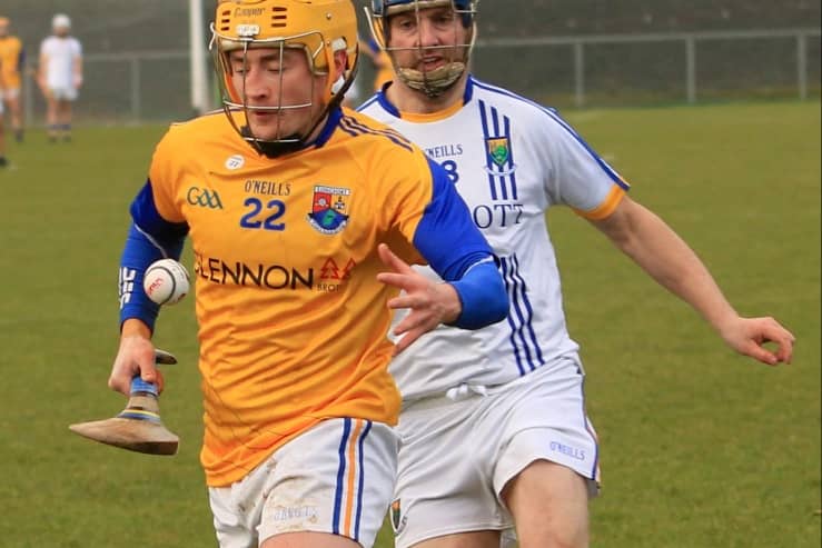 Catch 22! Longford senior hurling star Johnny Casey on the attack against Wicklow in the Kehoe Cup final at Glennon Brothers Pearse Park on Sunday last. Photo: Syl  Healy