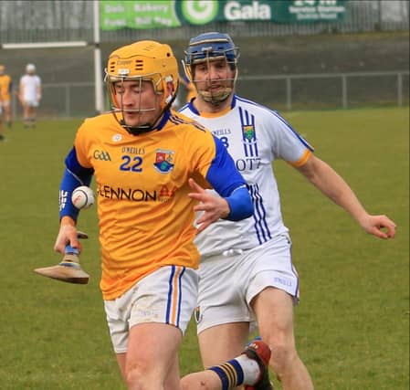 Catch 22! Longford senior hurling star Johnny Casey on the attack against Wicklow in the Kehoe Cup final at Glennon Brothers Pearse Park on Sunday last. Photo: Syl Healy