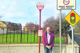 Frank Gibbons stands along a bus stop outside St Joseph's Care Centre along the Dublin Road in Longford town last Wednesday week