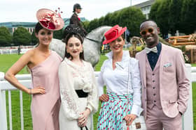 'Elegance is an Attitude' winner Martina O’ Donovan, 'Most Creative Hat' winner Kaela Keegan, Best Dressed Lady Aoibheann McMonagle & Best Dressed Man, Everton Tadeu Da Silva at the Dublin Horse Show
