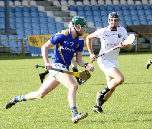 Daire Duggan pictured in action for the Longford hurlers against Warwickshire in the National League Division 3B game at Glennon Brothers Pearse Park on Saturday last. Photo: Syl Healy