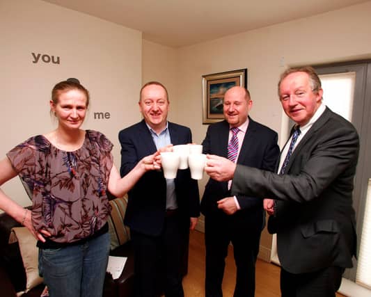 Veronica Gaffney, Pat Doyle ( Fr Peter Mc Very Trust ), Frank Kelly of Walls Construction and Tom Parlon Director General of Construction Industry Federation (CIF).