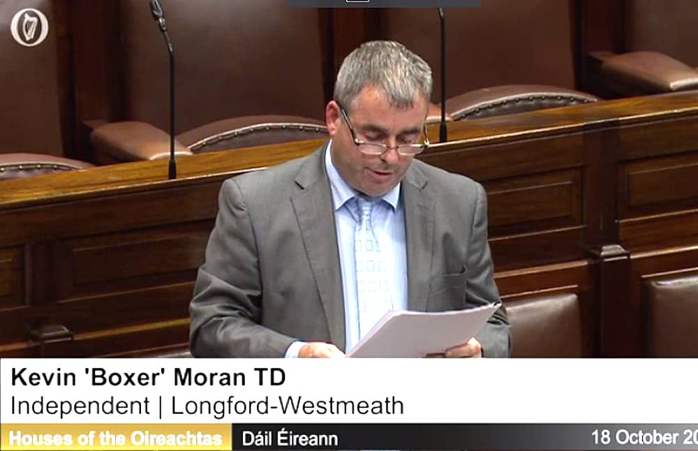 Longford/Westmeath TD Kevin 'Boxer' Moran making his maiden speech in the Dáil.