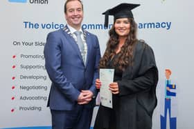 Pictured is IPU President Tom Murray with Katie Smith, Ballymahon Totalhealth Pharmacy. 