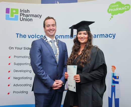 Pictured is IPU President Tom Murray with Katie Smith, Ballymahon Totalhealth Pharmacy.