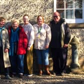 Members of Maria Edgeworth Visitor Centre pictured with Channel 4 presenter Sandi Toksvig: David Reilly, Janine Roder, Dr Susan Manly, Sandi Toksvig, Elaine Gilhooly, Britney Gilsenan & John McGerr