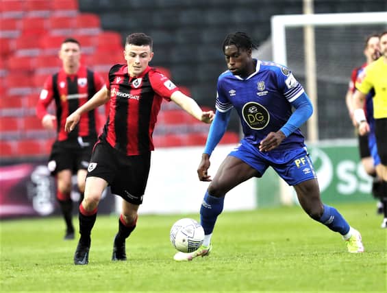 Joe Power pictured in action for Longford Town against Waterford FC at Bishopsgate on Saturday night Photo: Syl Healy