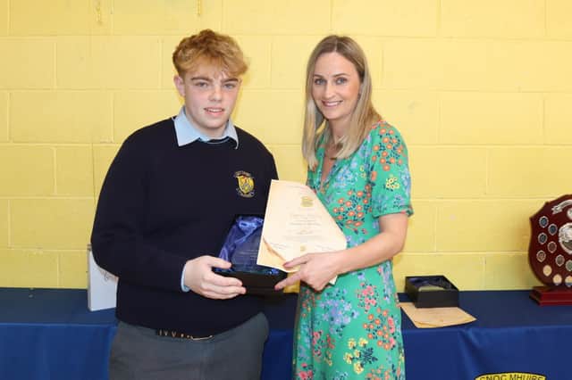 LCA: Owen Galvin pictured with class tutor Ms Murphy