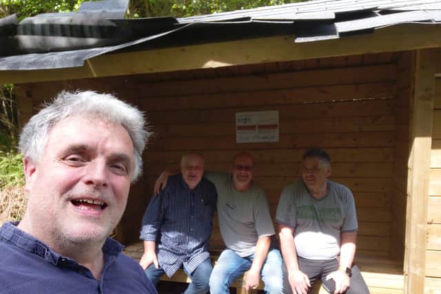 Ardagh Tidy Towns: Jem Howard, Frank McNamee, Paul Crossan, and Máirtín Smyth who restored the covered seating area on Brí Leith.