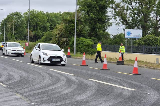 The multi-agency checkpoint outside Longford town yesterday May 28