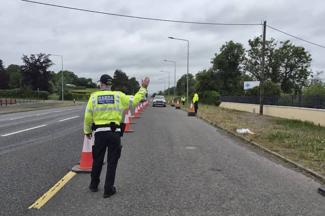 The multi-agency checkpoint outside Longford town yesterday May 28