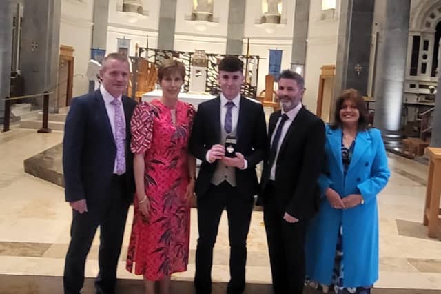 Congratulations to Mark Cooney, winner of the prestigious Fr Manning Medal at St Mel's College, Longford. He is pictured with Regina Laffan, Principal Malachy Flanagan and Vice Principals Jimmy Gacquin and Regina Dolan