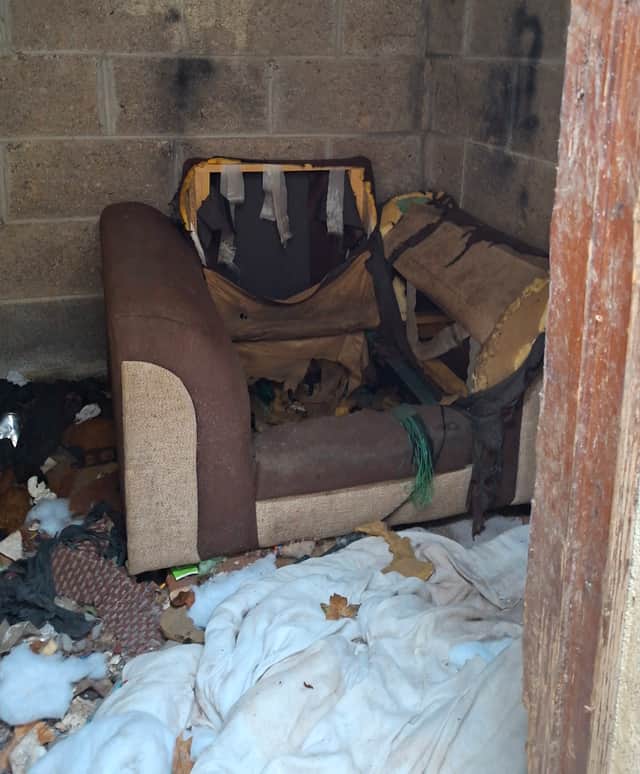 Inside the shed at the back of number 4