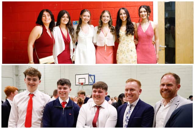 Top: Hannah O'Sullivan, Abbie McCabe, Lilly Delaney, Catriona Dunican, Emily Egan, and Grace Kelly. Bottom: Darragh Nash, Jack Brogan, and Thomas Gallagher, pictured with Principal Mr Gary Kenny and their Year Head Mr Donal Tansey at the Mercy Ballymahon Leaving Cert Class of 2026 graduation