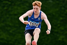 Rian Mc Caffrey of Longford A.C. on his way to winning the U-17 boys 2000m SC during Day 2 of the 123.ie National Juvenile Track and Field Championships at Tullamore Harriers Athletics Club on Sunday  Photo: Paul Phelan/Sportsfile 