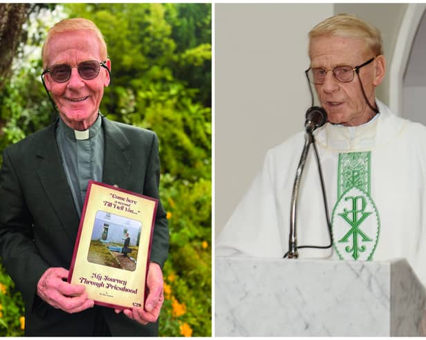 Fr Pat Lennon with a copy of his book, ‘Come here a second till I tell you', which will be launched on Sunday, July 19