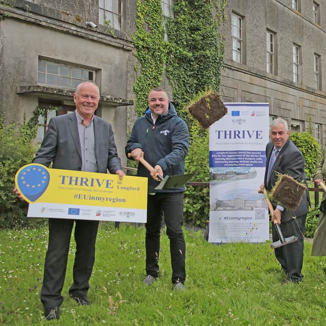 At the turning of the sod outside Connolly Barracks with Longford MD Cathaoirleach Kevin Hussey and Minister Kevin Boxer Moran