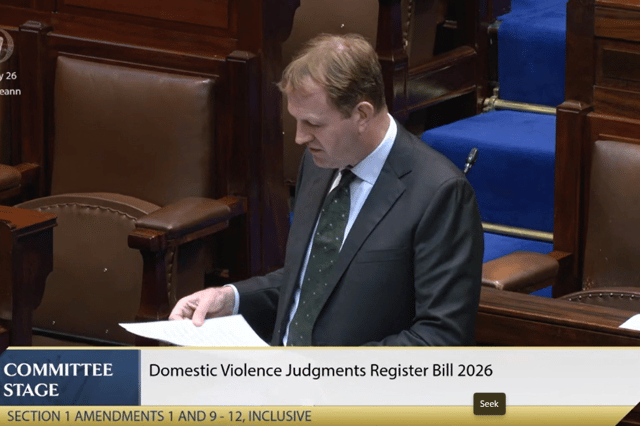 Minister Jim O'Callaghan speaking in the Dáil