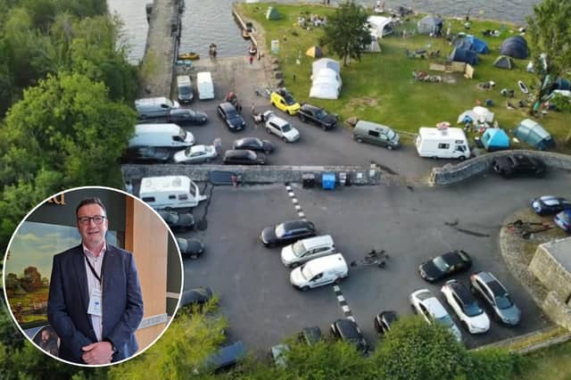 Main Pic: Barley Harbour during a busy period. Inset: Cllr Seán Mimnagh who has been working to improve and preserve the harbour