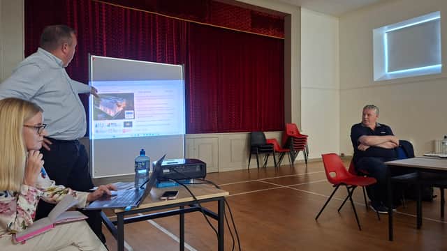 JJ O'Hara of Future Cast delivering presentation at the public consultation
